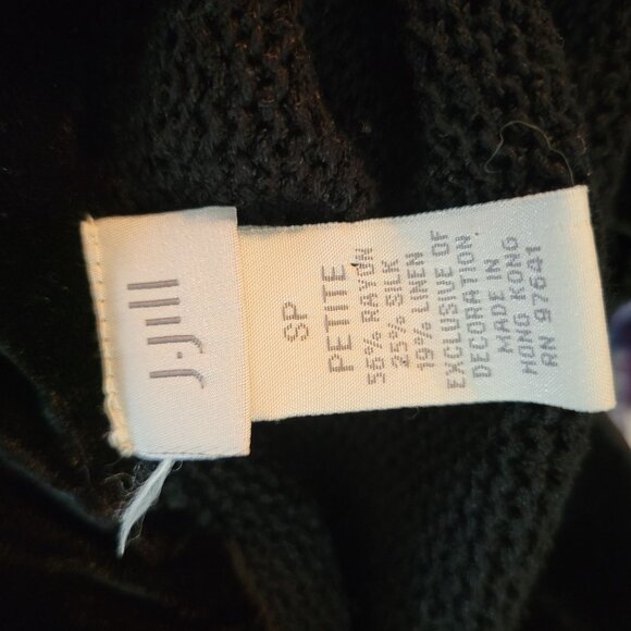 J.Jill Petite Black Button-Up Sweater With Velvet Collar sp - Picture 3 of 4